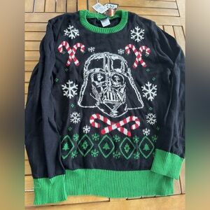 Star Wars Darth Vader Stormtrooper ATAT Ugly Xmas Sweater L Green Red Candy Cane